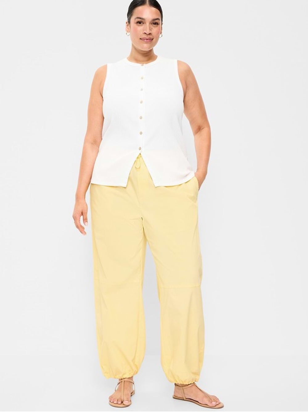 NWOT OLD NAVY Lightweight Pull-On Poplin Balloon Pants Butter Yellow XXL